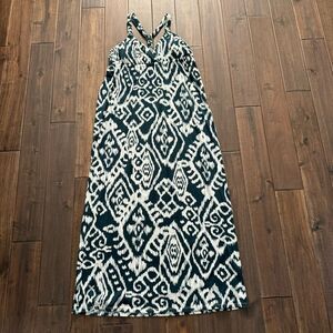 Pink Rose Navy & White Print Maxi Dress M